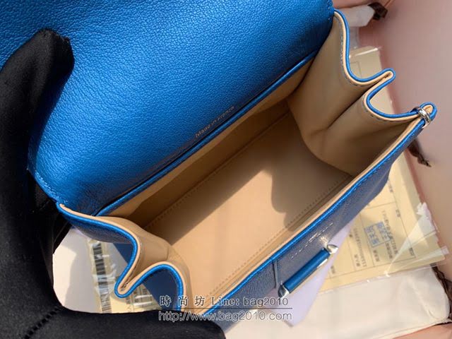 DELVAUX女包 春夏新款 Brillant系列手袋 進口牛皮 德爾沃女手提包 Dv0020 螢光藍 Delvaux單肩斜挎包  fcs1354